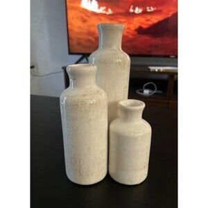 New White Ceramic Vase Set, Farmhouse Decor, Home Decorative Vase
